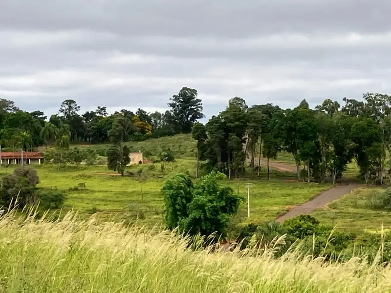 Vista do vale verde a partir da Estância Lagoa Dourada